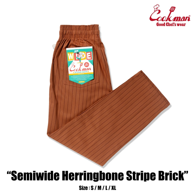 Cookman Chef Pants Semiwide - Herringbone Stripe : Brick