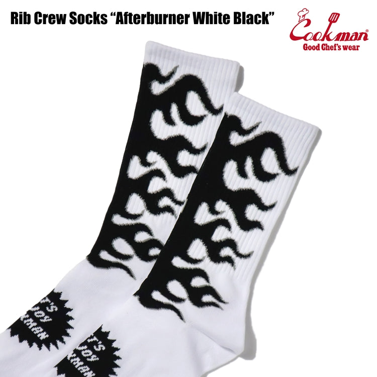 Cookman Rib Crew Socks - Afterburner : White Black