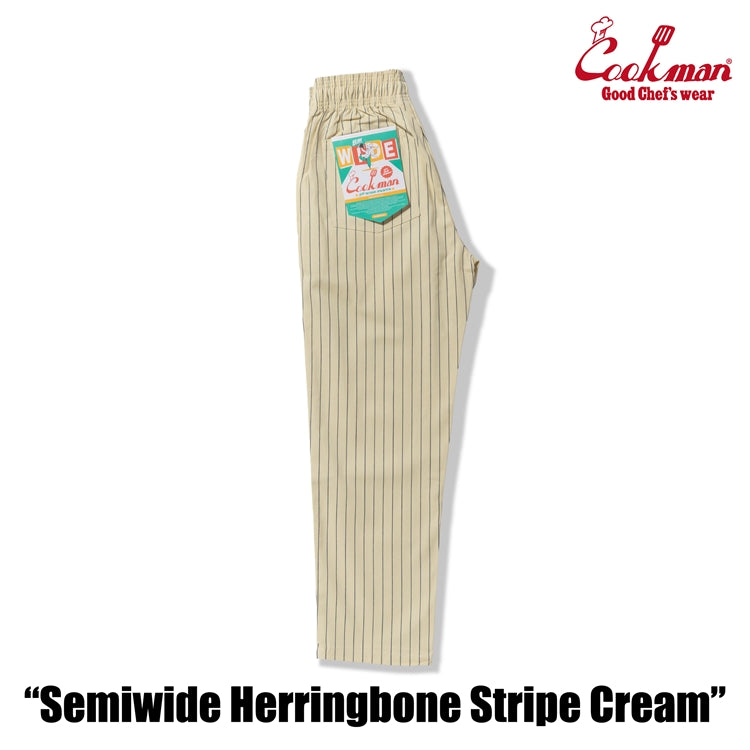 Cookman Chef Pants Semiwide - Herringbone Stripe : Cream