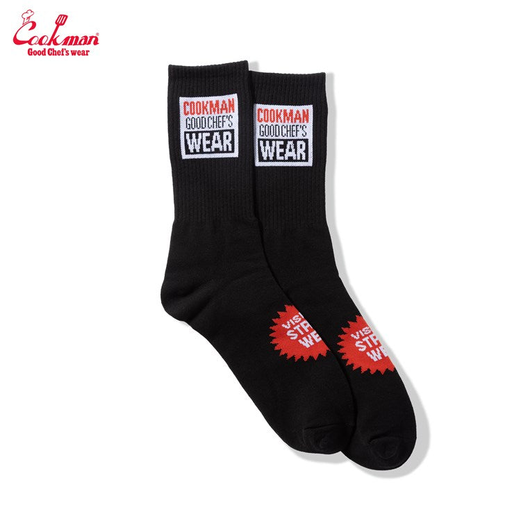 Cookman Rib Crew Socks - Vision Logo : Black