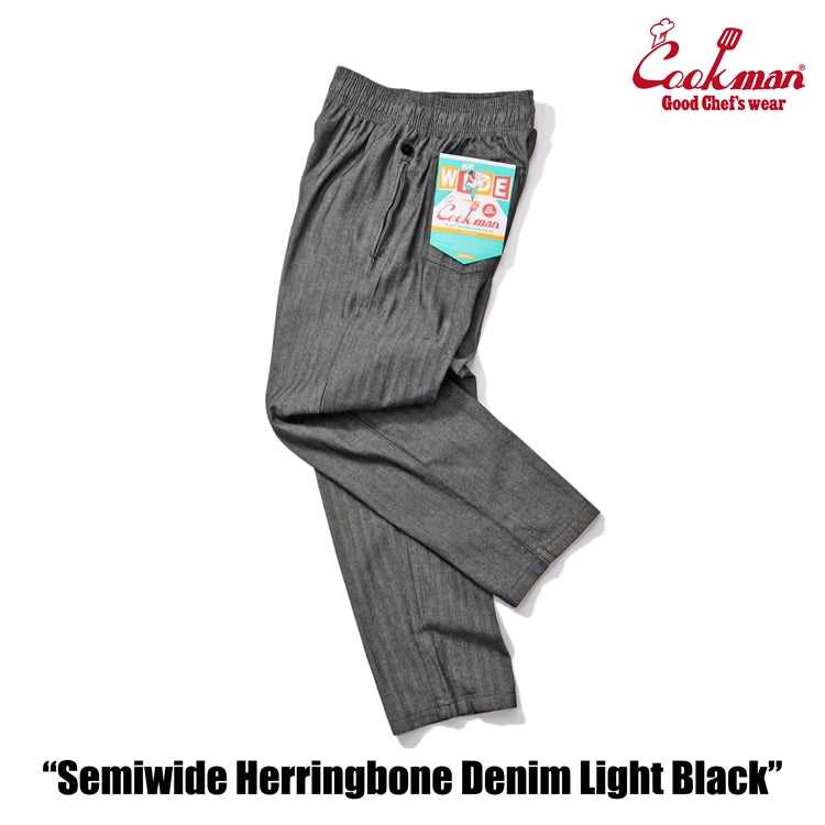 Cookman Chef Pants Semiwide - Herringbone Denim : Light Black