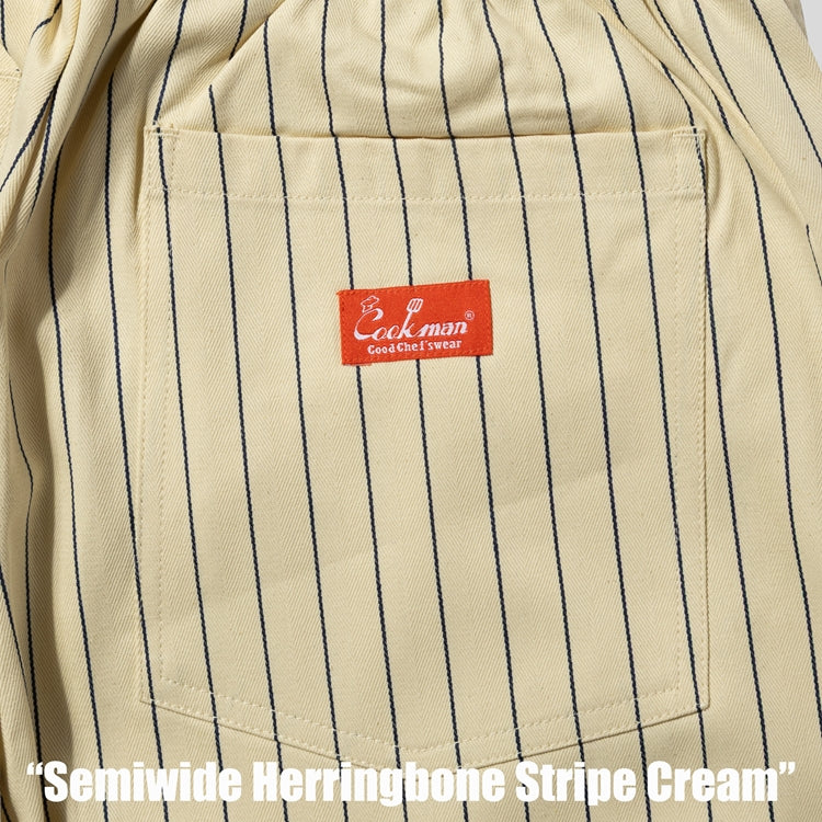 Cookman Chef Pants Semiwide - Herringbone Stripe : Cream