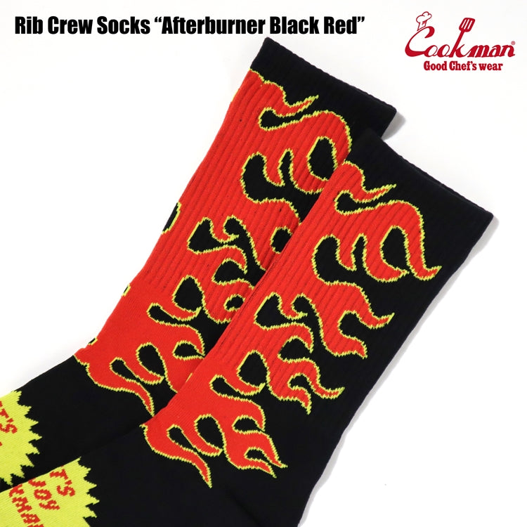 Cookman Rib Crew Socks - Afterburner : Black Red
