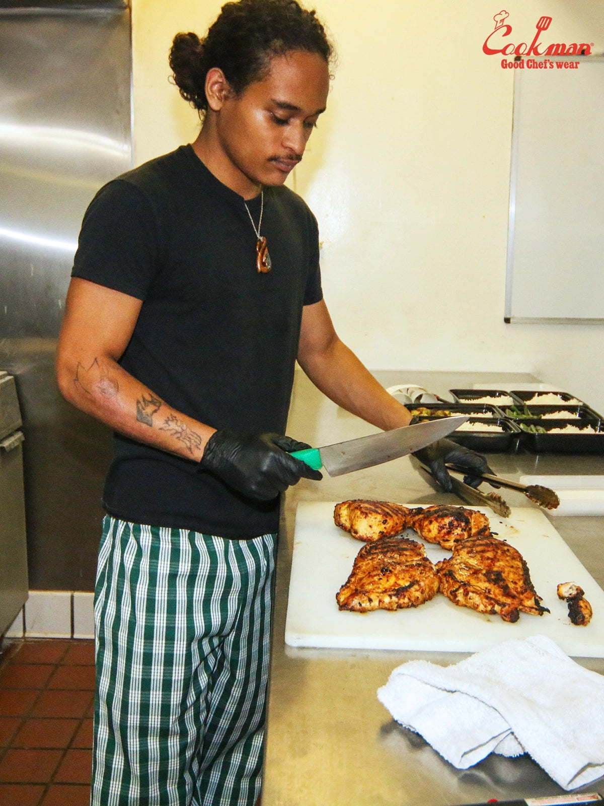 Chef Pants Semiwide - PALAKA Check : Green