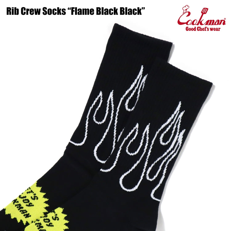 Cookman Rib Crew Socks - Flame : Black Black