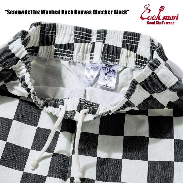 Cookman Chef Pants Semiwide - Washed Duck Canvas Checker : Black