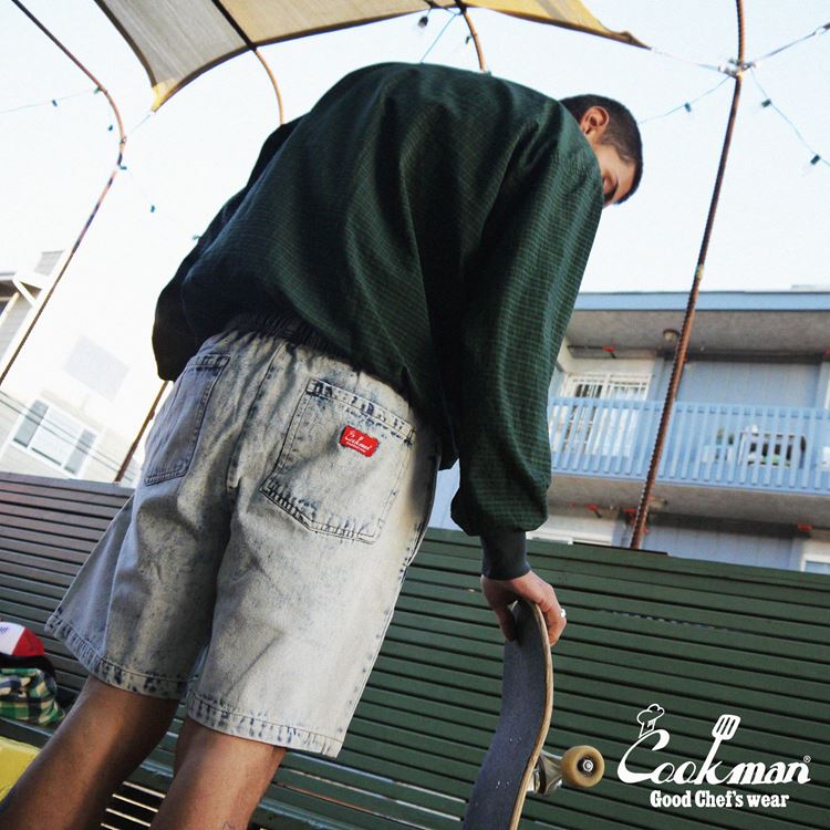 Chef Short Pants - Snow Washed Denim: Blue