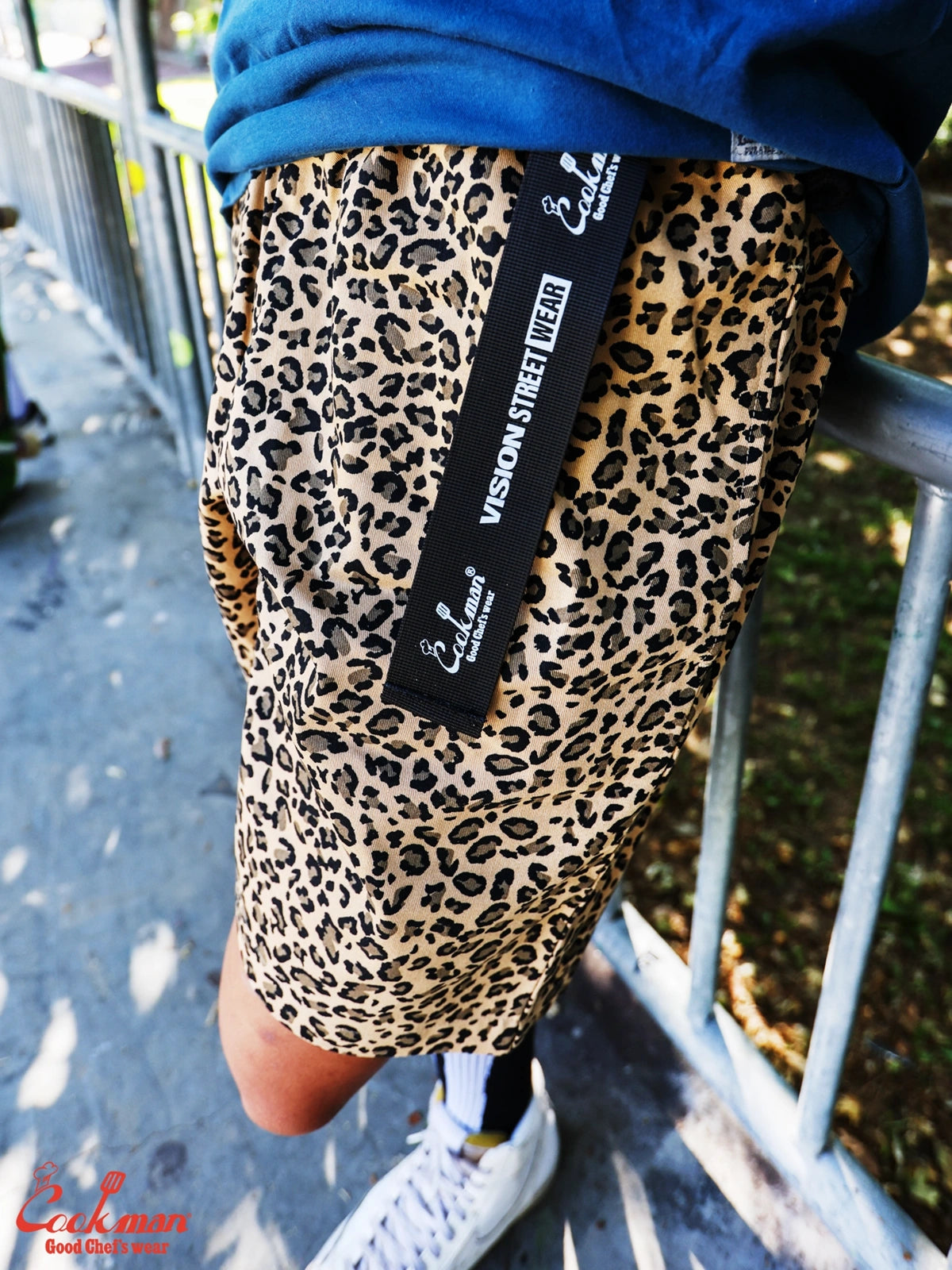 Chef Pants Short Black Belt - Vision Leopard : Beige