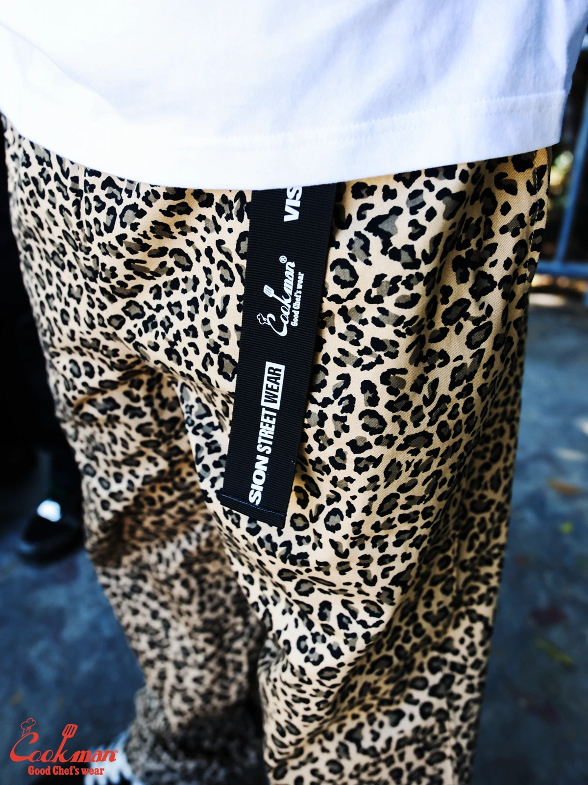 Chef Pants Semiwide Black Belt - Vision Leopard : Beige