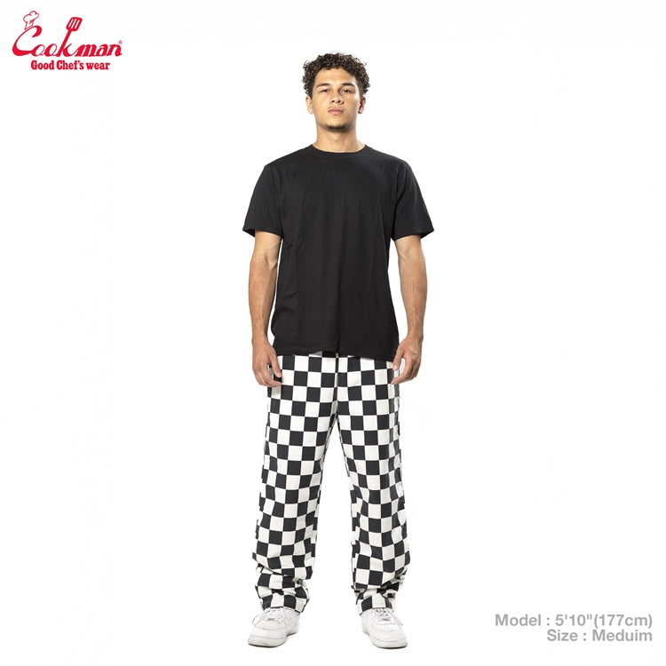 Cookman Chef Pants Semiwide - Washed Duck Canvas Checker : Black