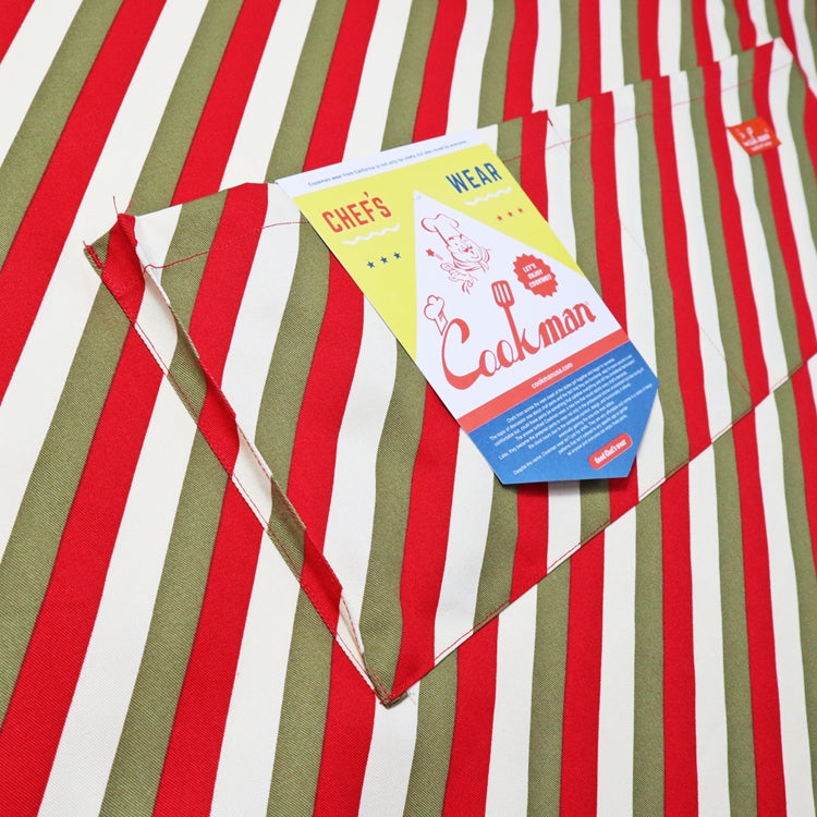 Cookman Wide Pocket Apron - Candy Stripe : Red