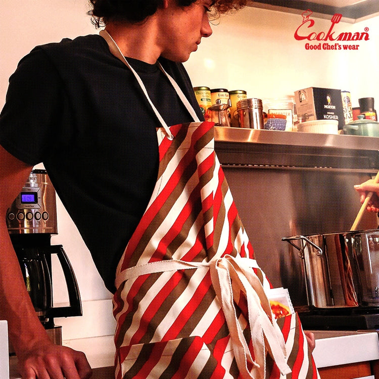 Cookman Wide Pocket Apron - Candy Stripe : Red