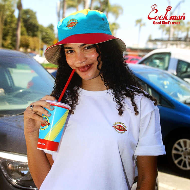 Cookman Embroidery Tees - FAT BURGER Logo : White