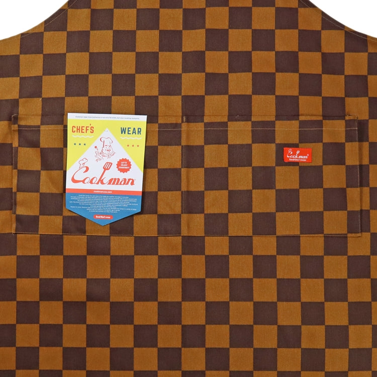 Cookman Wide Pocket Apron - Checker : Brown