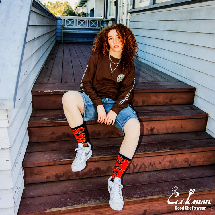 Cookman Rib Crew Socks - Afterburner : Black Red