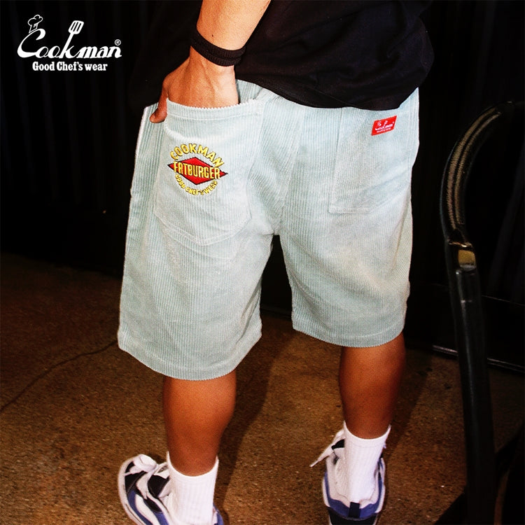 Cookman Chef Short Pants Front Pocket - Corduroy : FAT Blue