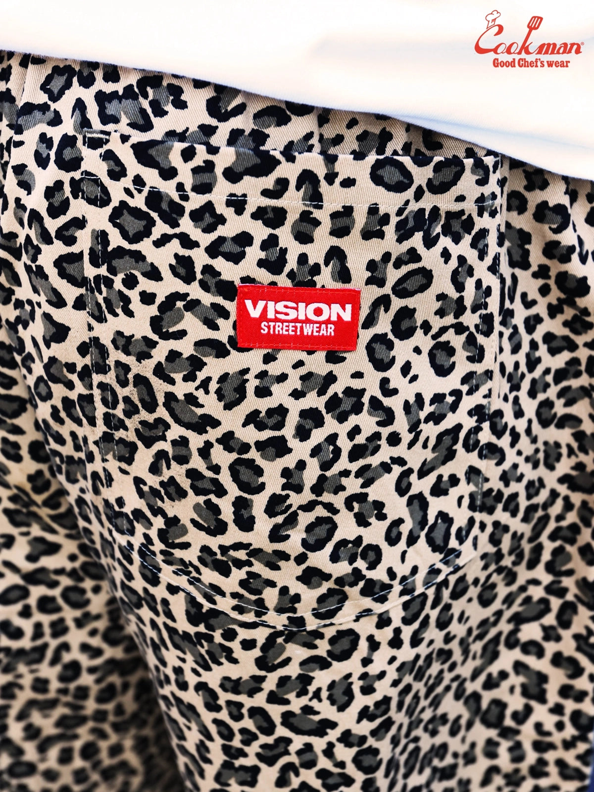 Chef Pants Short Black Belt - Vision Leopard : Beige
