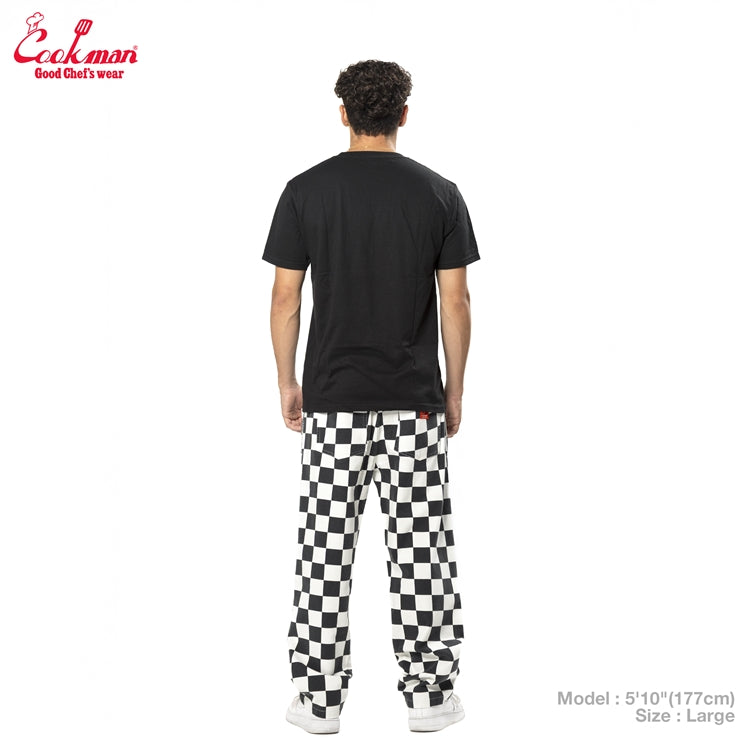 Cookman Chef Pants Semiwide - Washed Duck Canvas Checker : Black