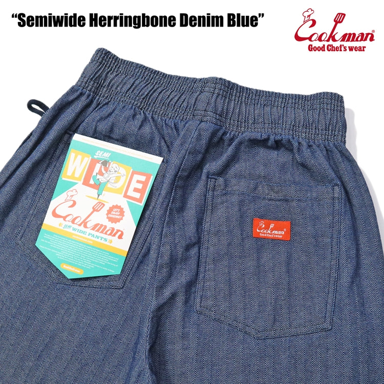 Cookman Chef Pants Semiwide - Herringbone Denim : Blue