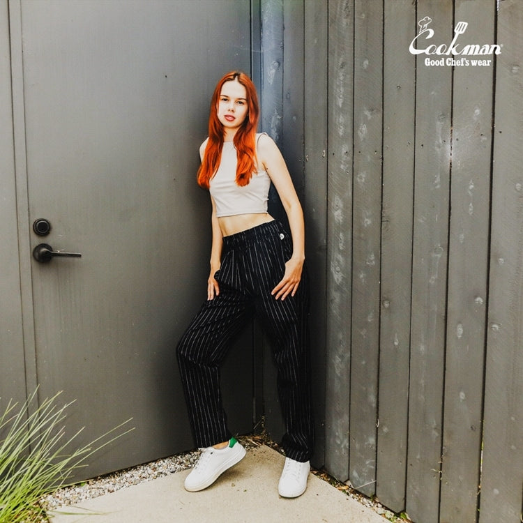Cookman Chef Pants - Pin Stripe : Black
