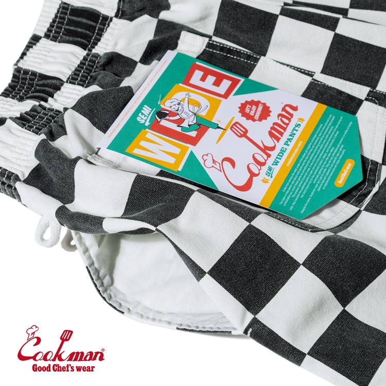 Cookman Chef Pants Semiwide - Washed Duck Canvas Checker : Black