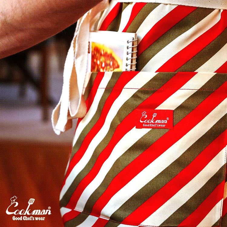 Cookman Wide Pocket Apron - Candy Stripe : Red