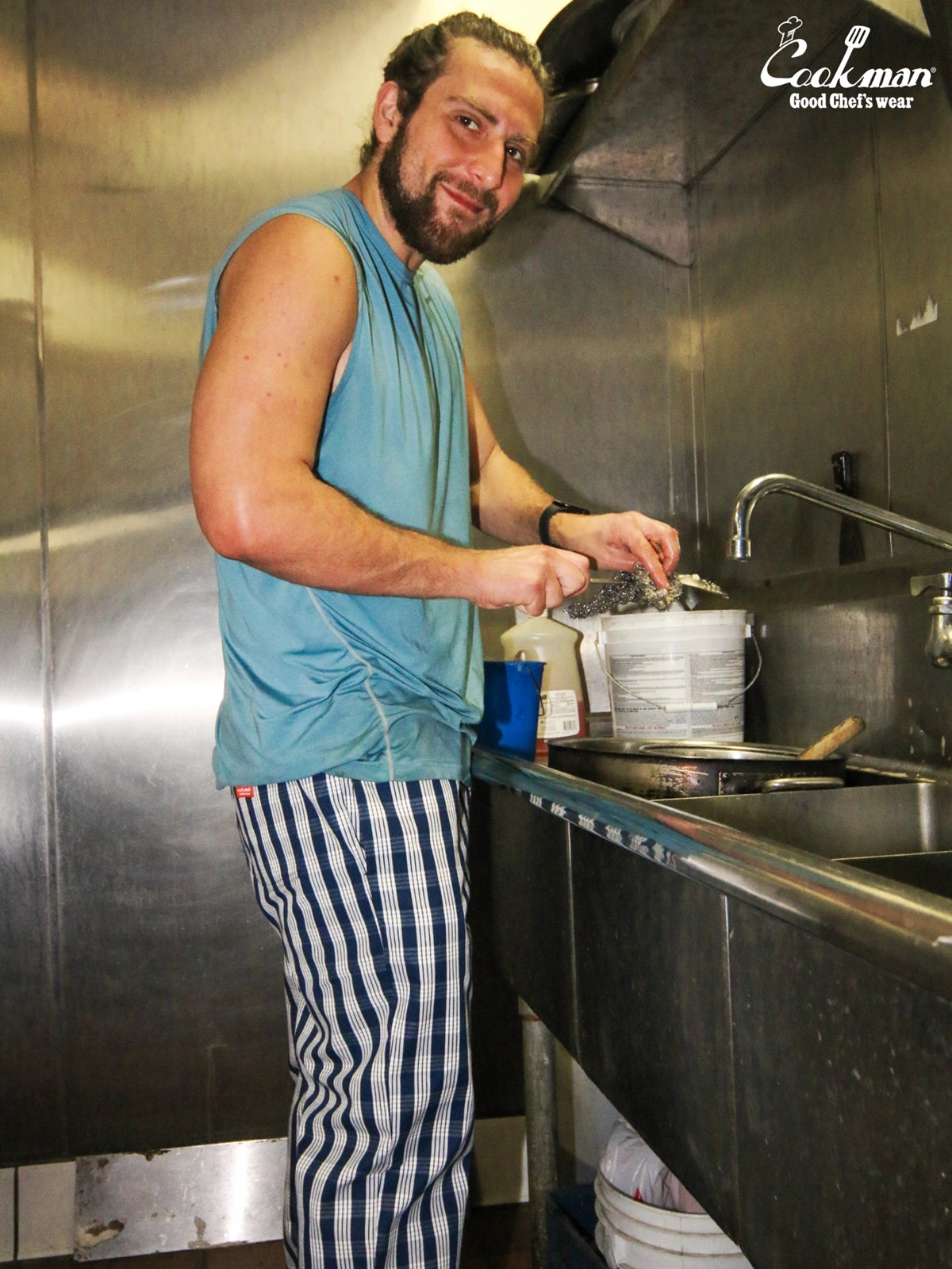 Chef Pants Semiwide - PALAKA Check : Navy