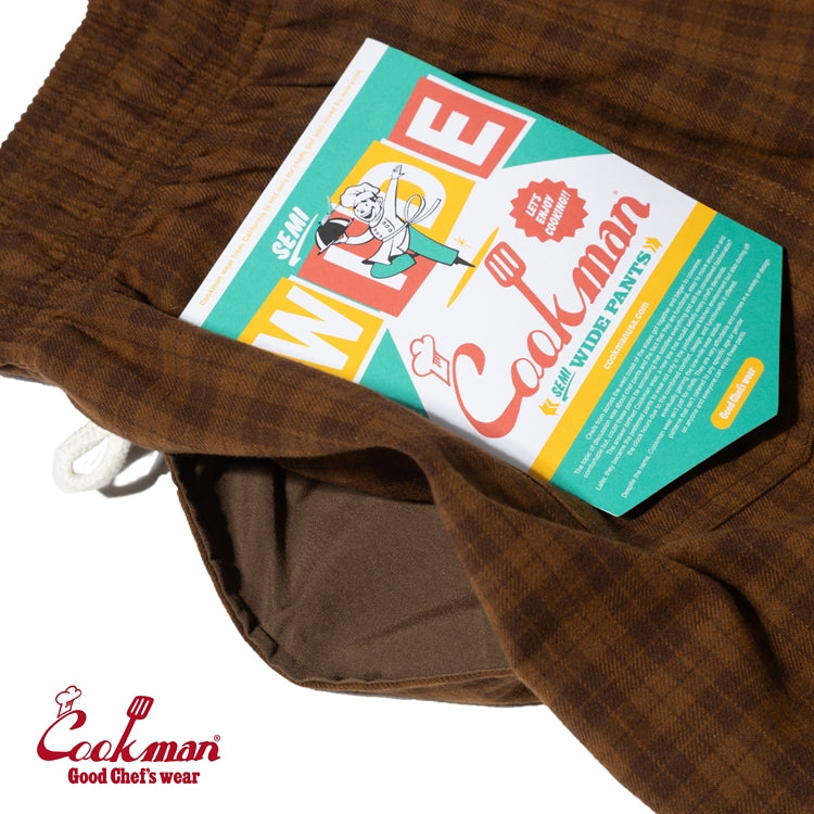 Cookman Chef Pants Semiwide - Light Tweed : Scottish Tartan Brown