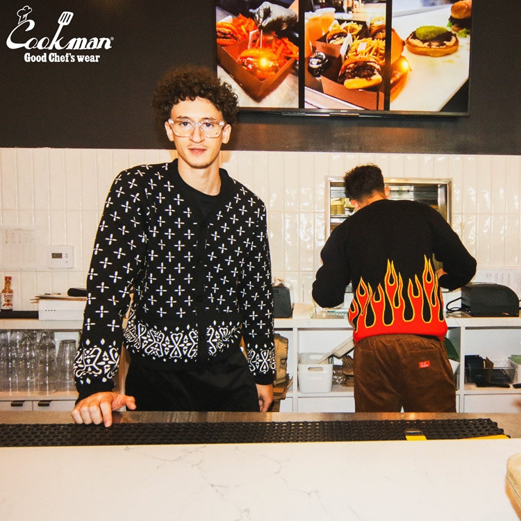 Cookman Knitted Cardigan - Flame : Black