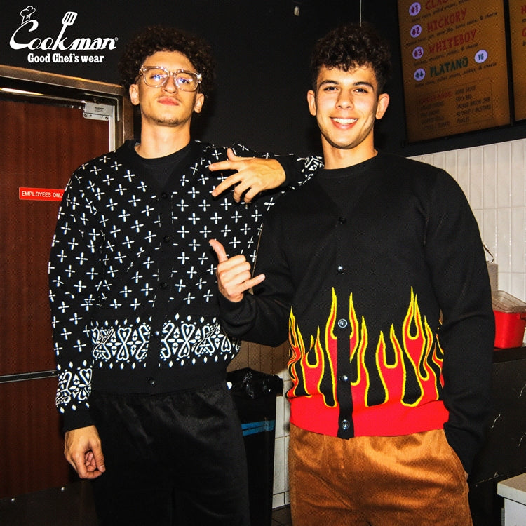 Cookman Knitted Cardigan - Flame : Black