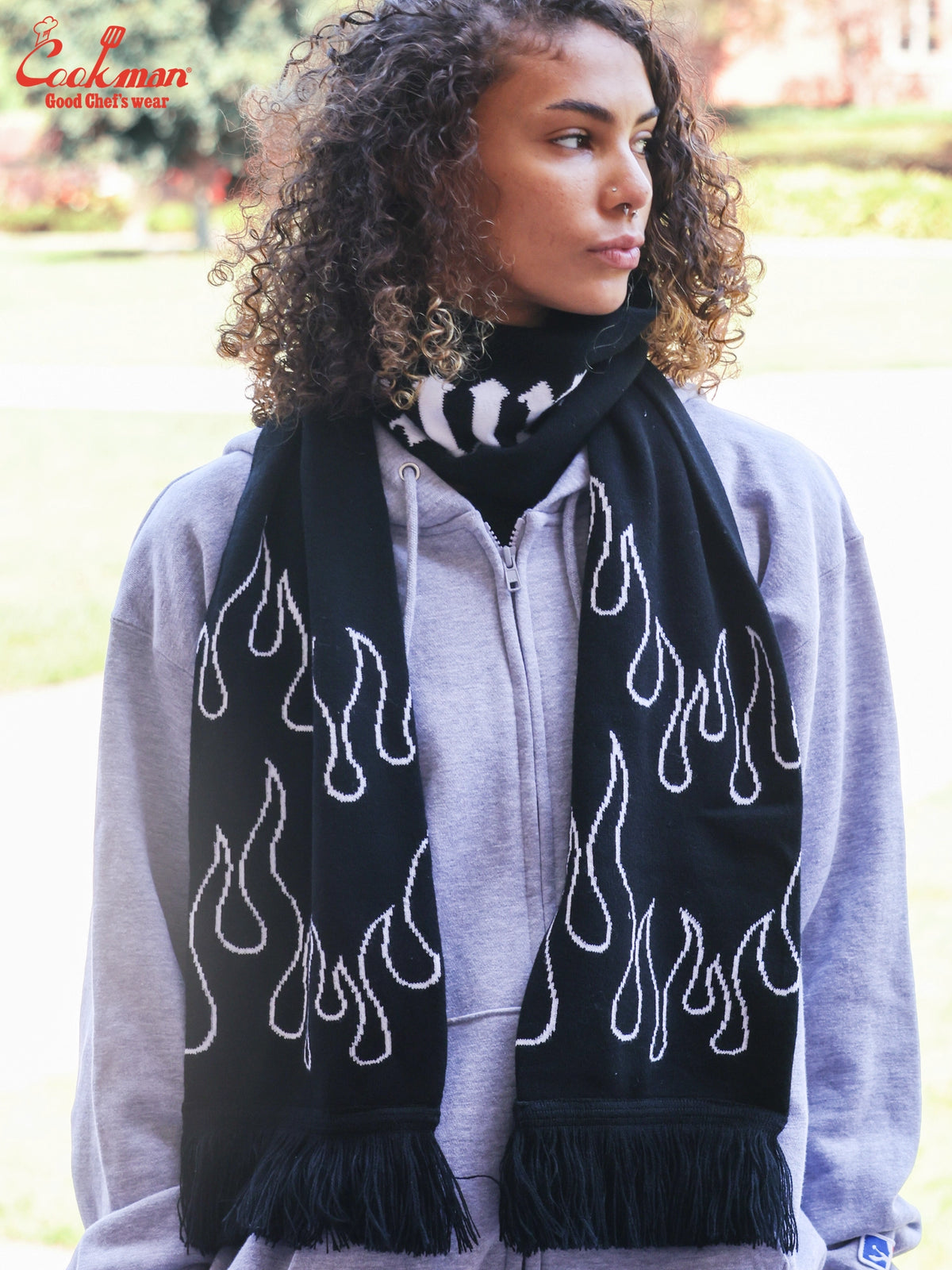 Knitted Scarf - Flame Black Black