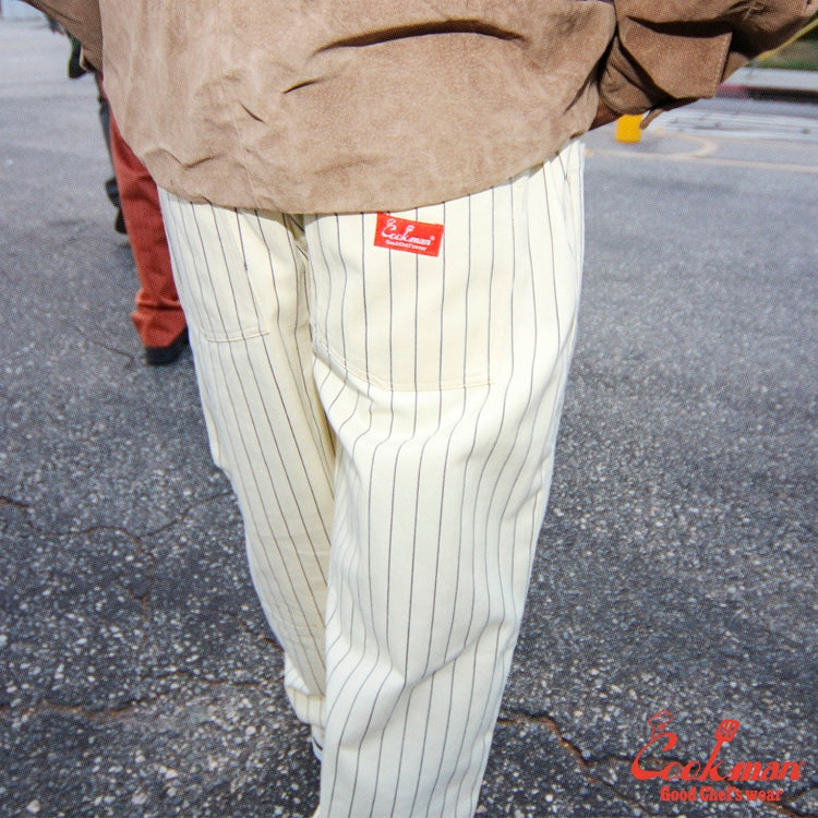 Cookman Chef Pants Semiwide - Herringbone Stripe : Cream