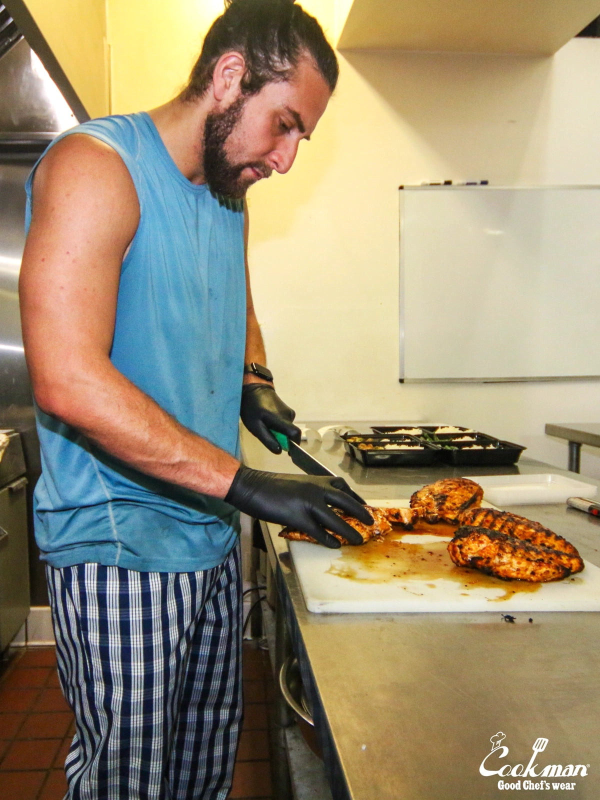 Chef Pants Semiwide - PALAKA Check : Navy