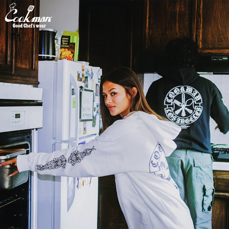 Cookman Zip-up Hoodie - Cutlery : White