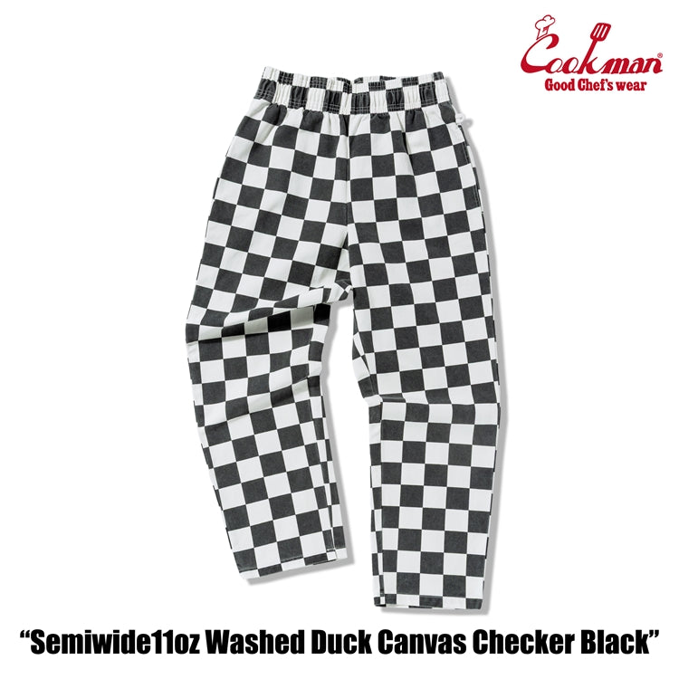 Cookman Chef Pants Semiwide - Washed Duck Canvas Checker : Black