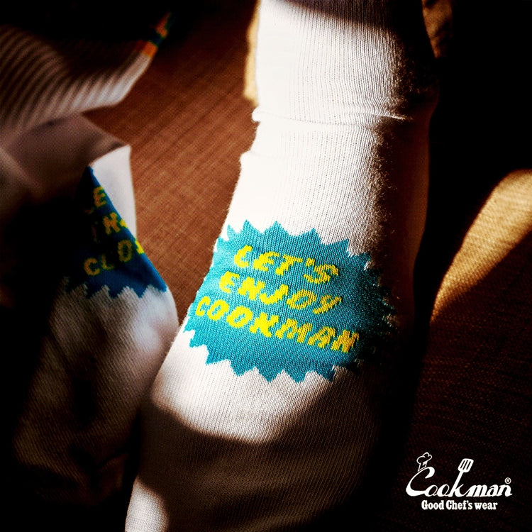 Cookman Rib Crew Socks - CMLA logo : White