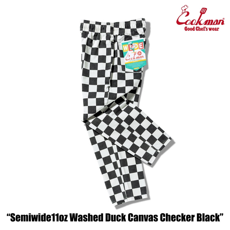 Cookman Chef Pants Semiwide - Washed Duck Canvas Checker : Black
