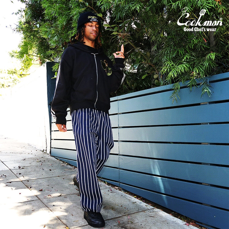 Cookman Wide Chef Pants - Stripe : Navy