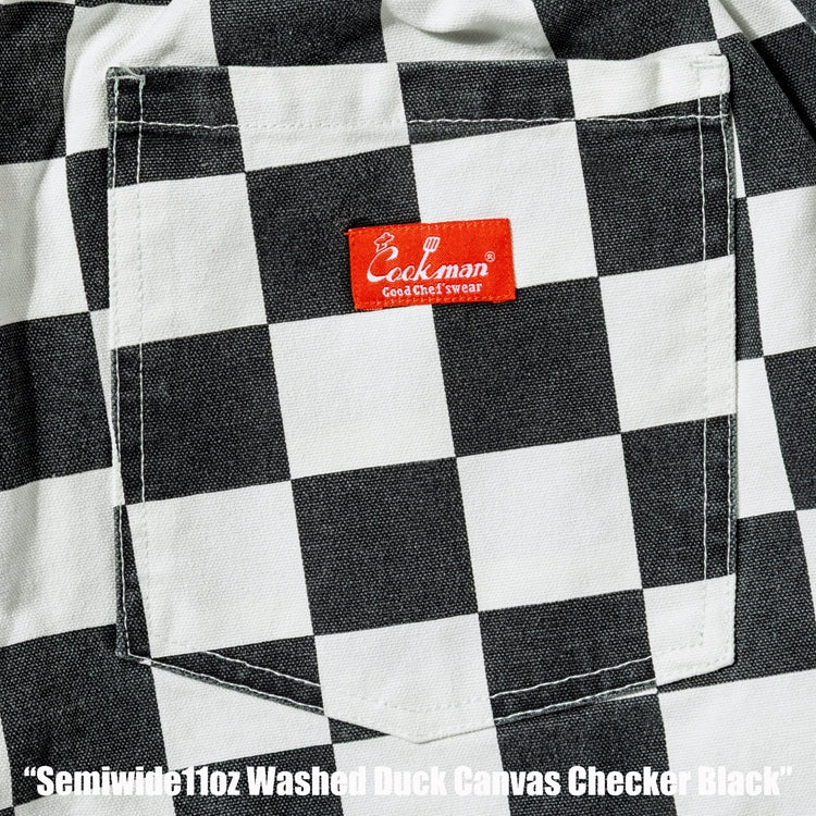 Cookman Chef Pants Semiwide - Washed Duck Canvas Checker : Black