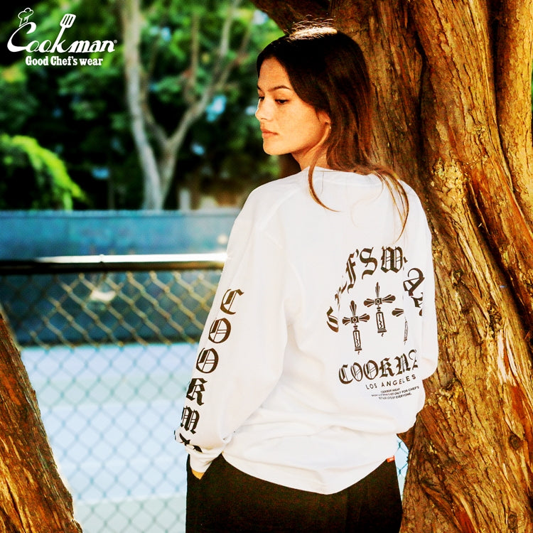 Cookman Long Sleeve Tees - Wine Opener : White