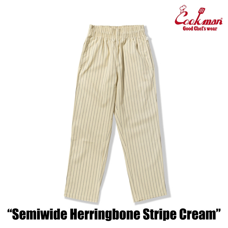 Cookman Chef Pants Semiwide - Herringbone Stripe : Cream