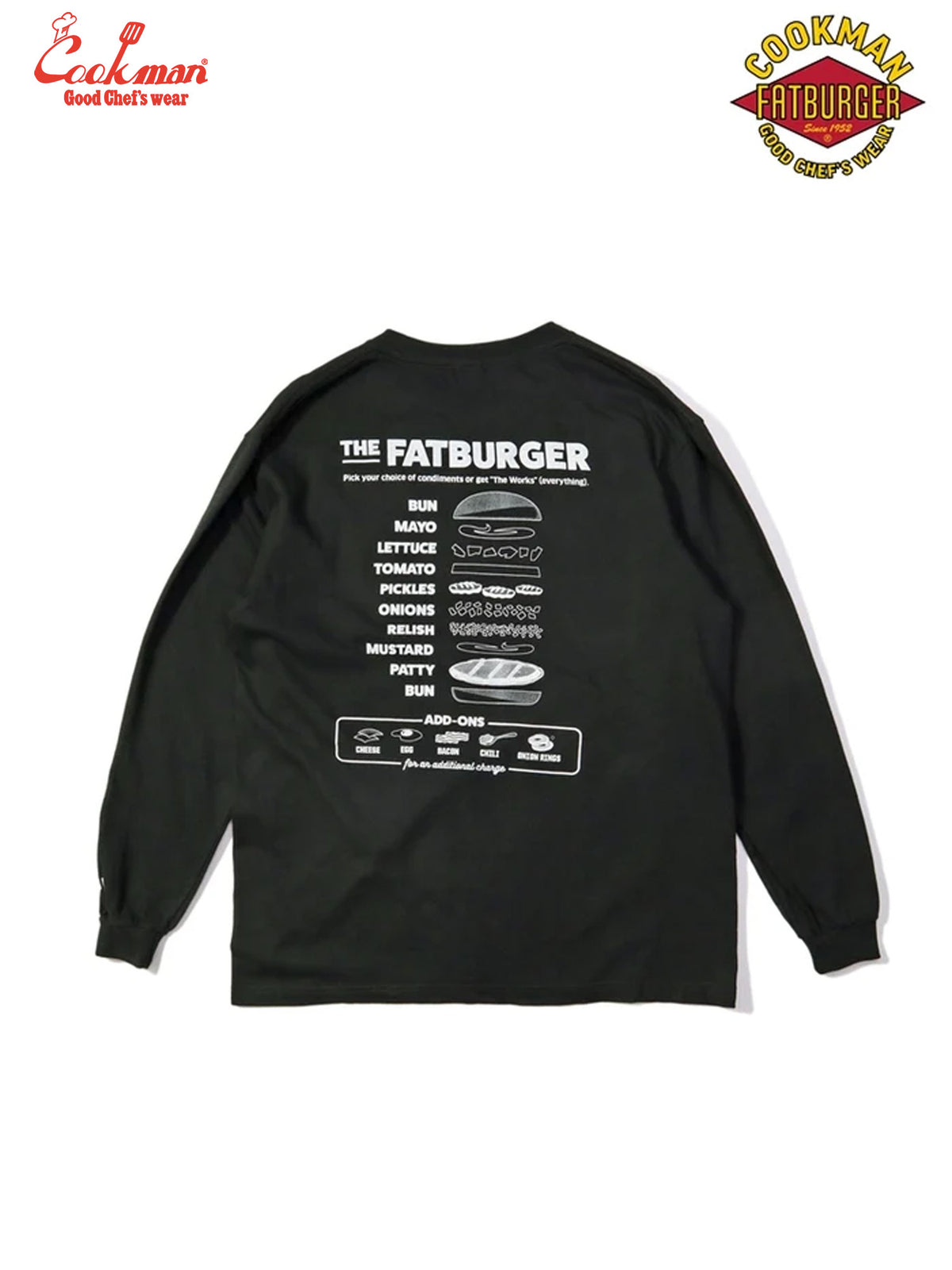 Washed Long Sleeve Tees - FAT Topping Menu : Black