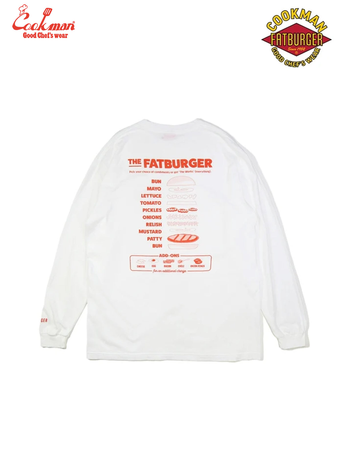Washed Long Sleeve Tees - FAT Topping Menu : White