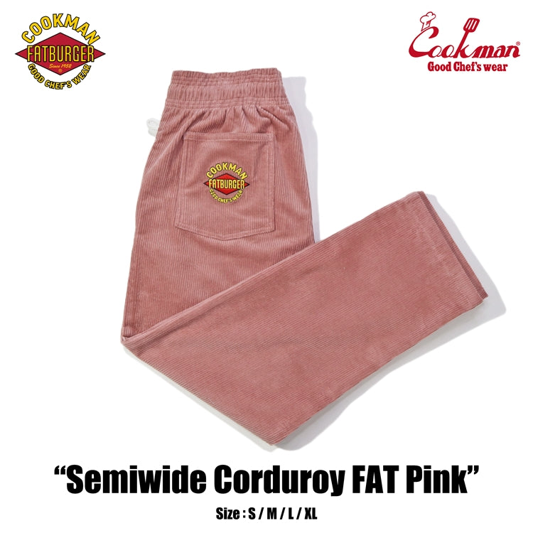 Cookman Chef Pants Semiwide- Corduroy FAT Pink Cookman