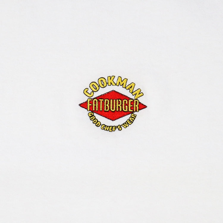 Cookman Embroidery Tees - FAT BURGER Logo : White