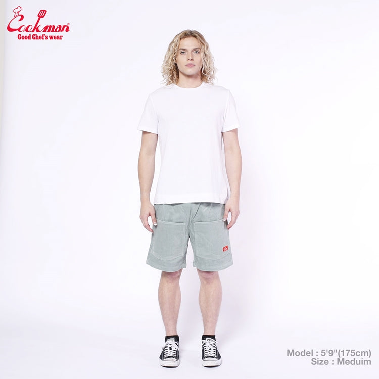 Cookman Chef Short Pants Front Pocket - Corduroy : FAT Blue