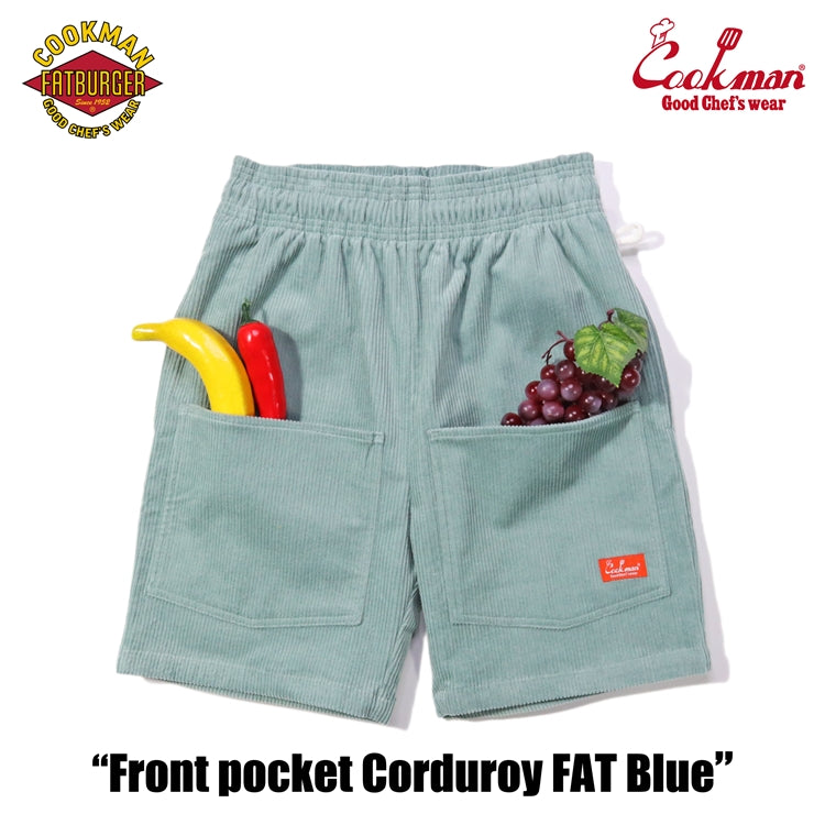 Cookman Chef Short Pants Front Pocket - Corduroy : FAT Blue