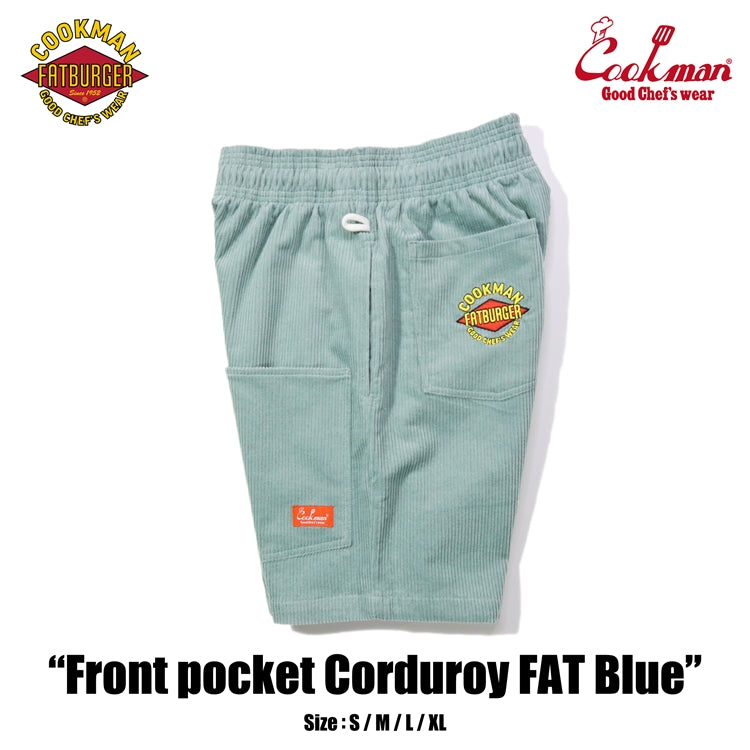 Cookman Chef Short Pants Front Pocket - Corduroy : FAT Blue