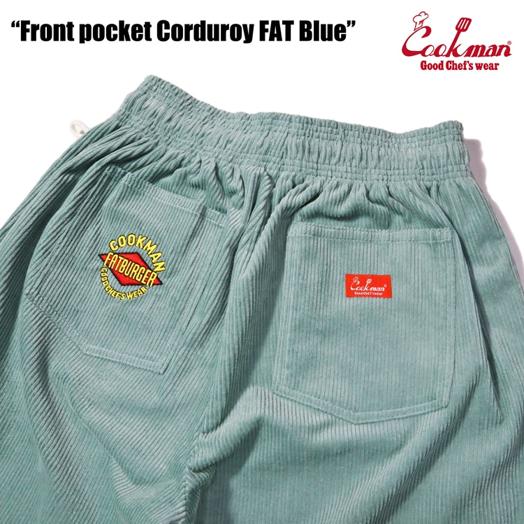 Cookman Chef Short Pants Front Pocket - Corduroy : FAT Blue
