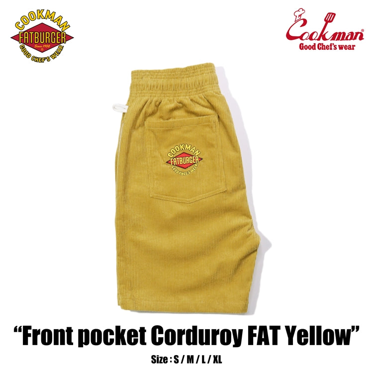 Cookman Chef Short Pants Front Pocket - Corduroy : FAT Yellow